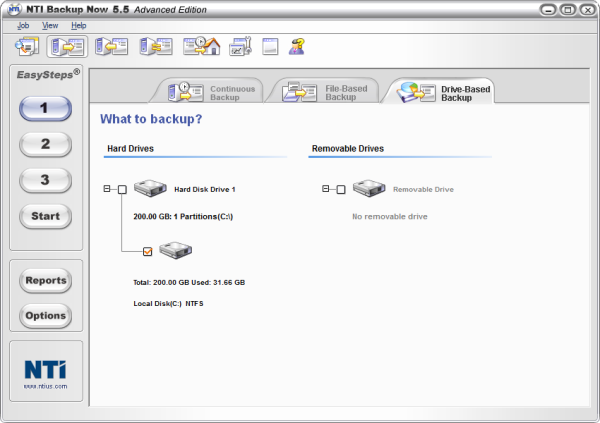 NTI Backup Now: Drive-based backup