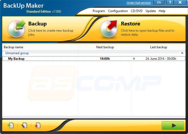 Backup Maker main screen