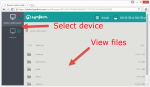 Selecting a device in the web app